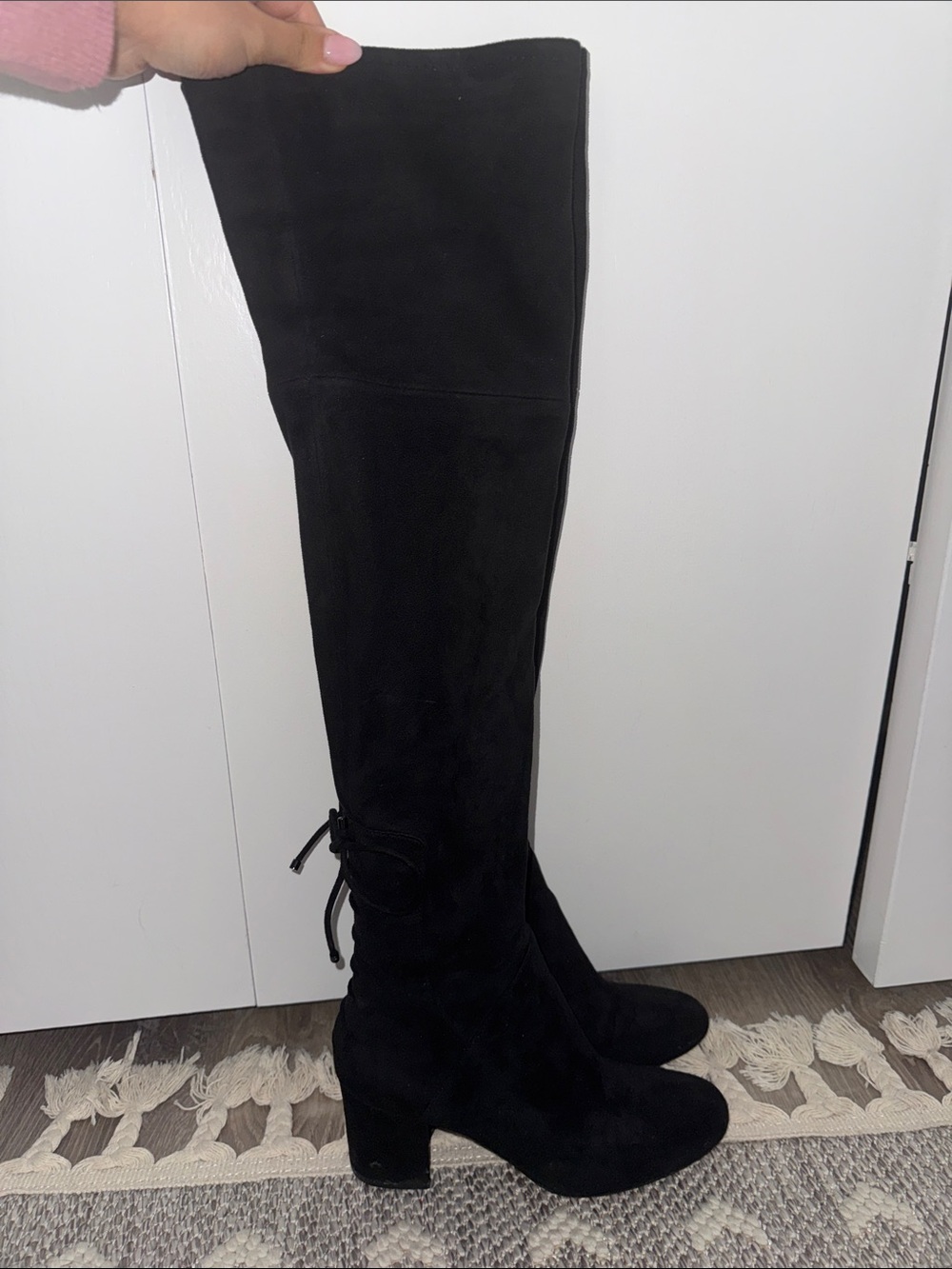 Aldo Black Over-the-Knee Suede Block Heel Boots